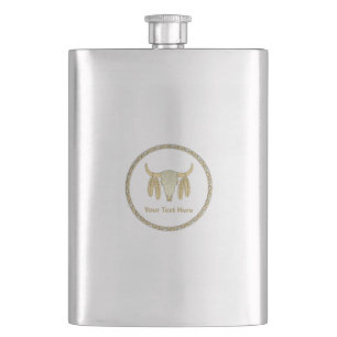 Buffalo Skull Hip Flask