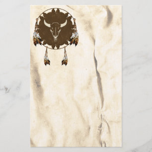 Buffalo Skull Mandala Native American Stationery