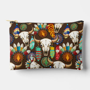 Buffalo Skull Native American Emblem Accessory Pouch