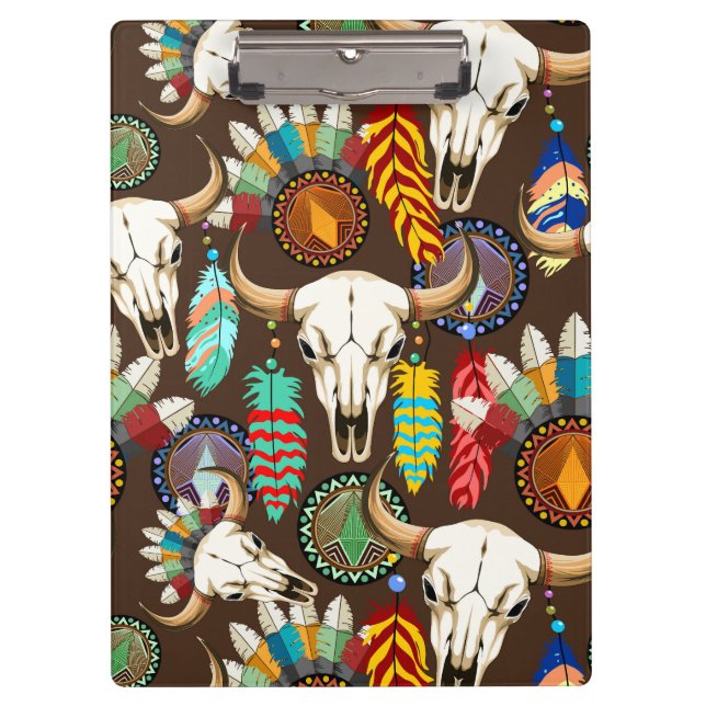 Buffalo Skull Native American Emblem Clipboard (Front)