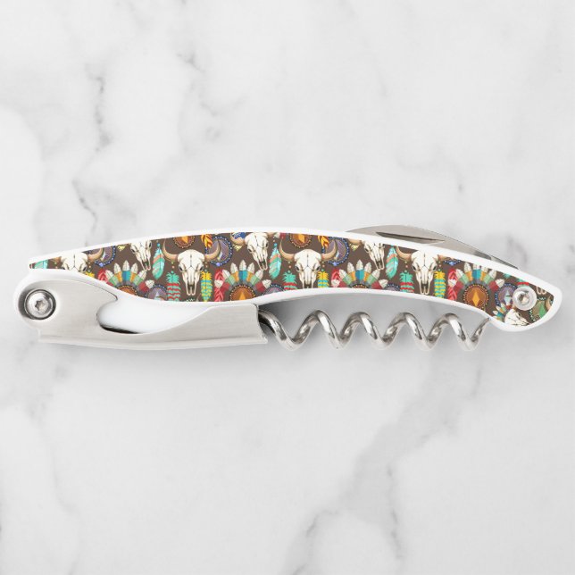 Buffalo Skull Native American Emblem Corkscrew (Front)