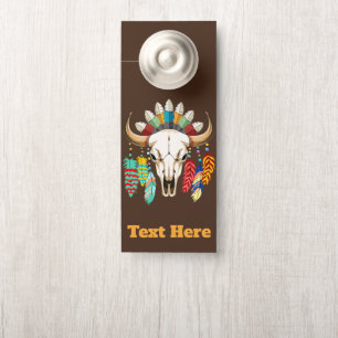 Buffalo Skull Native American Emblem Door Hanger