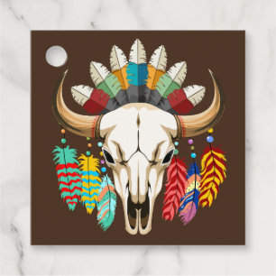 Buffalo Skull Native American Emblem Favour Tags