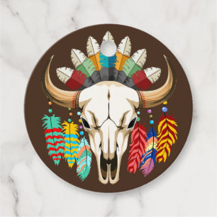 Buffalo Skull Native American Emblem Favour Tags