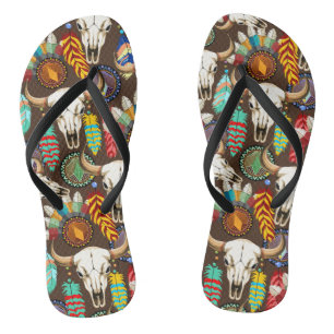 Buffalo Skull Native American Emblem Flip Flops
