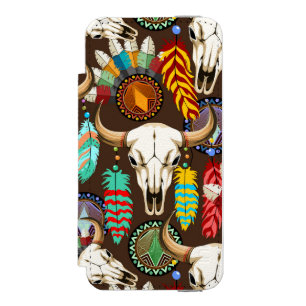 Buffalo Skull Native American Emblem Incipio Watson™ iPhone 5 Wallet Case