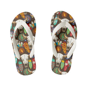Buffalo Skull Native American Emblem Kid's Flip Flops