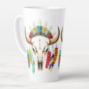 Buffalo Skull Native American Emblem Latte Mug