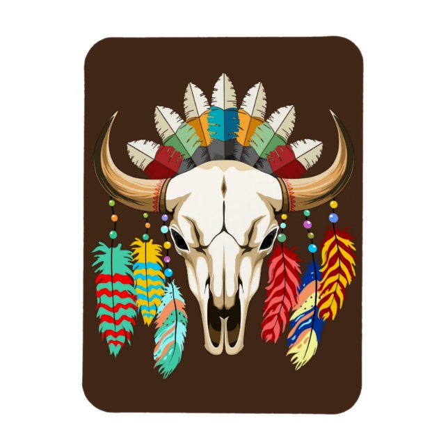 Buffalo Skull Native American Emblem Magnet (Vertical)