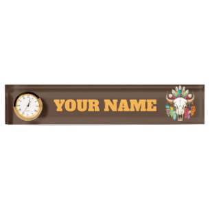 Buffalo Skull Native American Emblem Nameplate