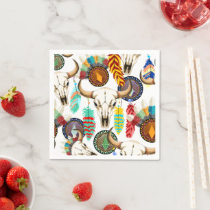 Buffalo Skull Native American Emblem Napkin