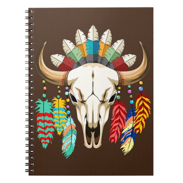 Buffalo Skull Native American Emblem Notebook (Front)