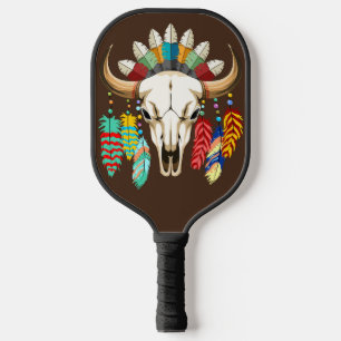 Buffalo Skull Native American Emblem Pickleball Paddle