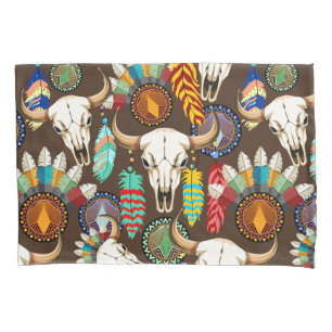 Buffalo Skull Native American Emblem Pillowcase
