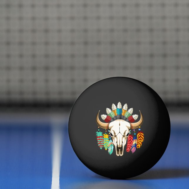 Buffalo Skull Native American Emblem Ping Pong Ball (Net)