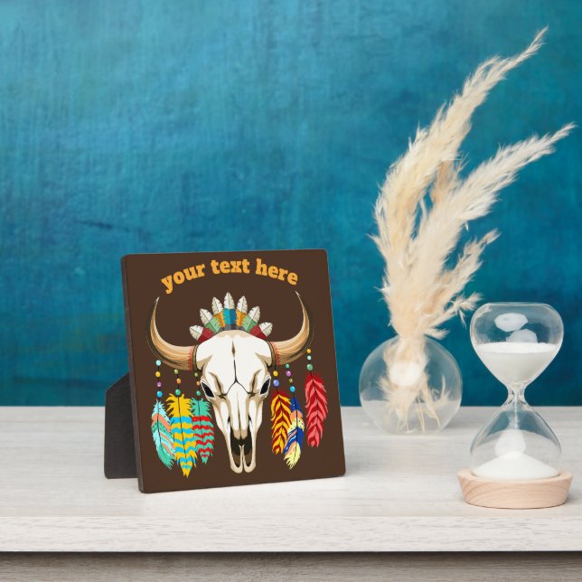 Buffalo Skull Native American Emblem Plaque (Insitu)