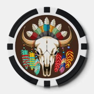 Buffalo Skull Native American Emblem Poker Chips