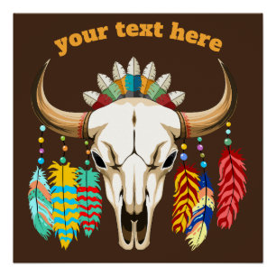 Buffalo Skull Native American Emblem Poster