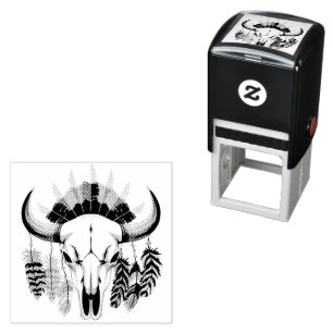Buffalo Skull Native American Emblem Self-inking Stamp