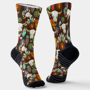 Buffalo Skull Native American Emblem Socks