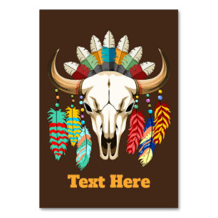 Buffalo Skull Native American Emblem Table Number