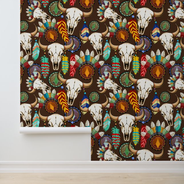 Buffalo Skull Native American Emblem Wallpaper (Application)