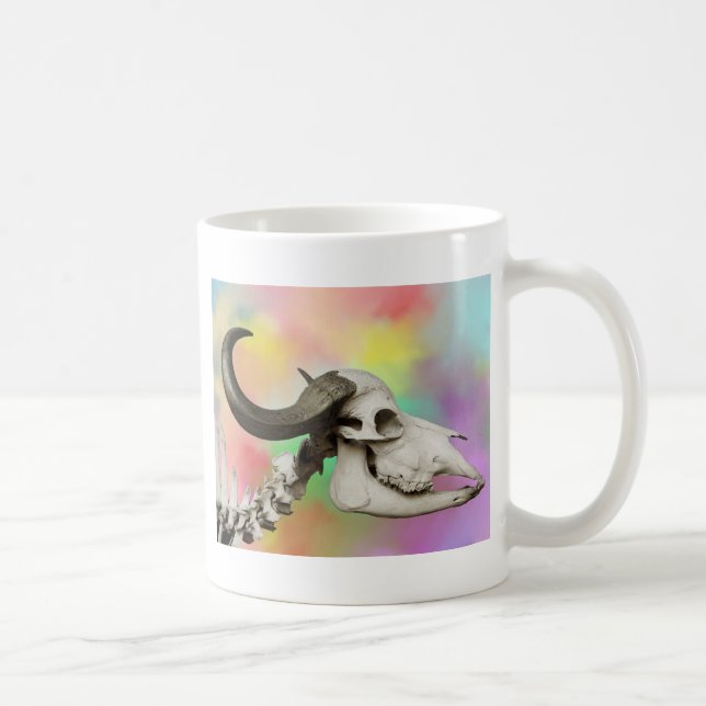 Buffalo Skull on a Watercolor Background Coffee Mug (Right)