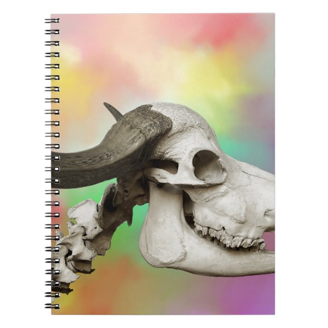 Buffalo Skull on a Watercolor Background Notebook (Front)