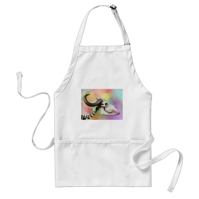 Buffalo Skull on a Watercolor Background Standard Apron (Front)