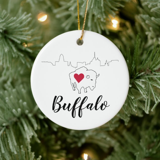 Buffalo Skyline Illustration Art Ceramic Tree Decoration (Tree)