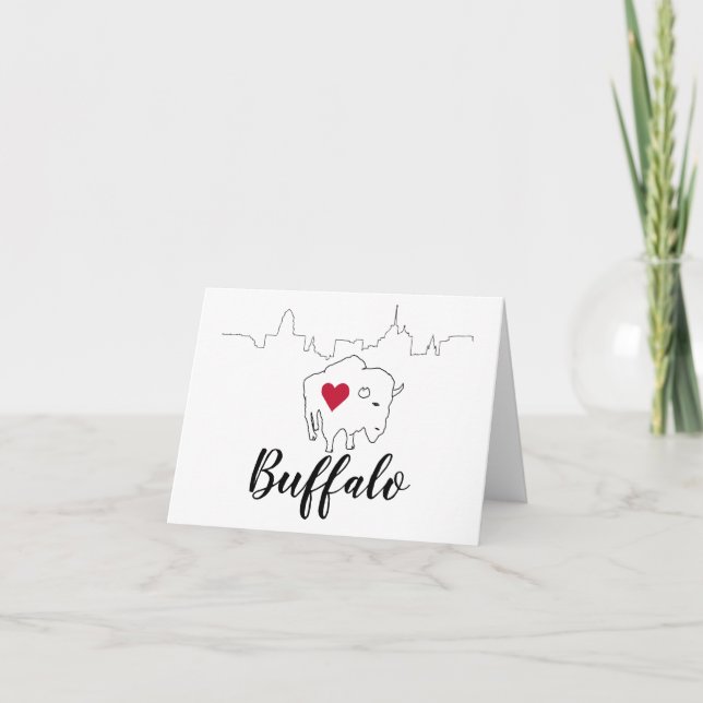 Buffalo Skyline Illustration Art Thank You Card (Front)