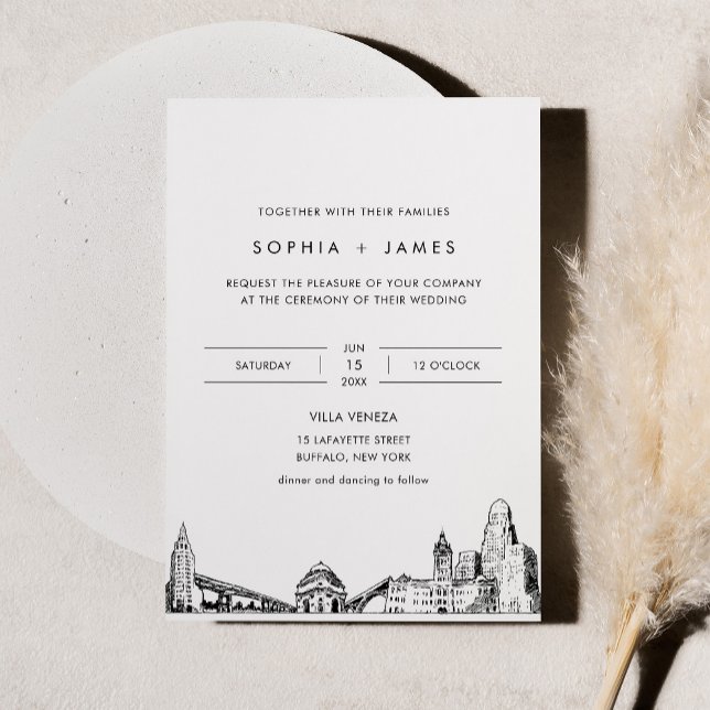 Buffalo Skyline Wedding Invitation with Photo (Creator Uploaded)