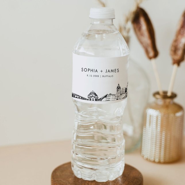 Buffalo Skyline Wedding Water Bottle Label (Creator Uploaded)