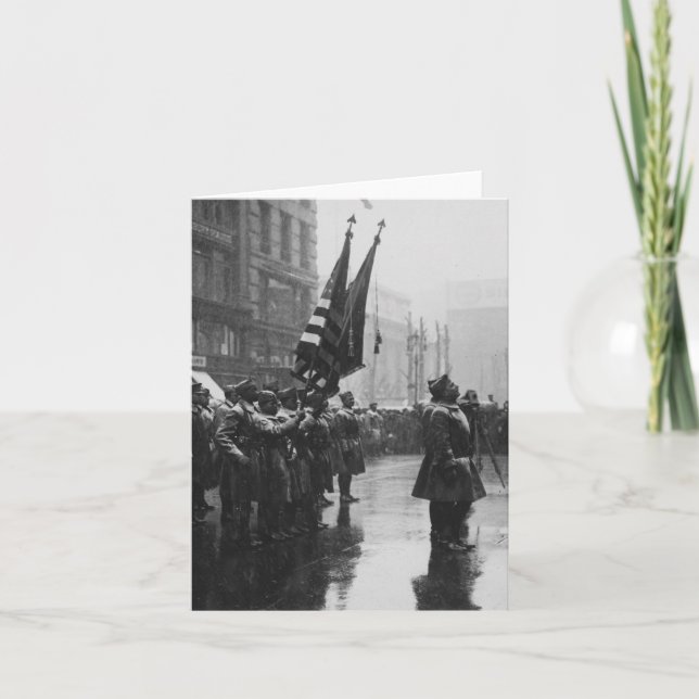 "Buffalo" Soldiers Returning Colours - 1919 Card (Front)