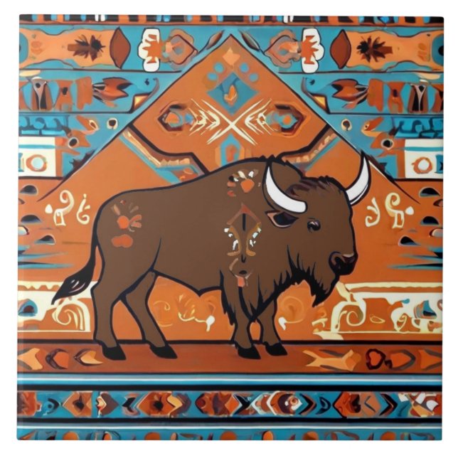 Buffalo Southwestern Native Tribal Southwest Tile (Front)