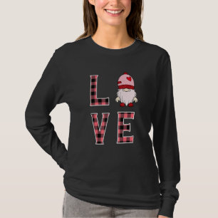 Buffalo Style Pink Plaid Gnome Love & Heart Valent T-Shirt