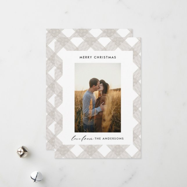 Buffalo tartan modern natural 1 photo Christmas Ho Holiday Card (Front/Back In Situ)