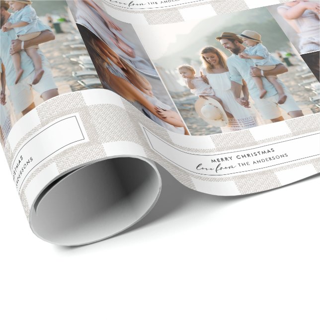 Buffalo tartan modern natural 3 photo Christmas Wrapping Paper (Roll Corner)