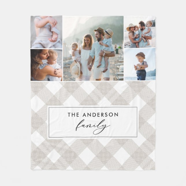 Buffalo tartan modern natural 5 photo Christmas Fleece Blanket (Front)