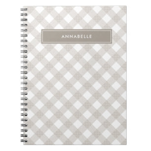 Buffalo tartan modern natural beige personalised notebook