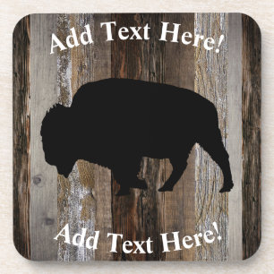 Buffalo Vintage Wood Rustic Wood Coaster