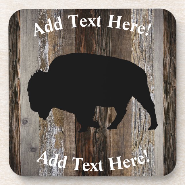 Buffalo Vintage Wood  Rustic Wood Coaster (Front)