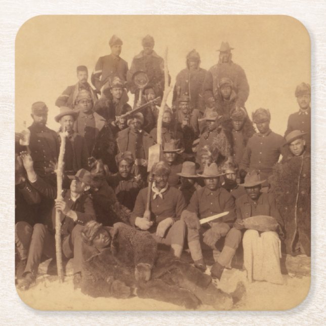 Buffalo Warriors: American Black Fighting Cavalry Square Paper Coaster (Front)