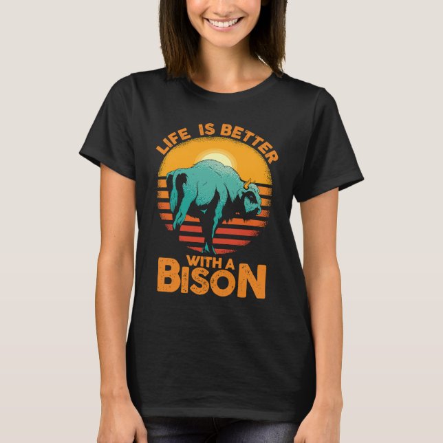 Buffalo Whisperer Fluffy Cow  With A Bison T-Shirt (Front)
