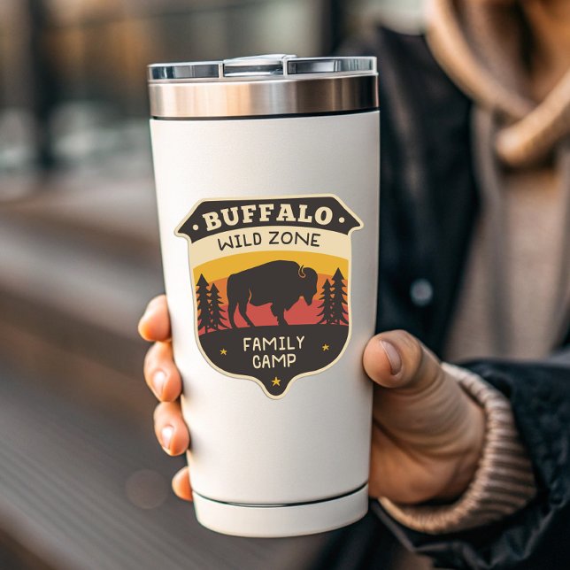 Buffalo Wild Zone Camping | Die-Cut Sticker (Buffalo Wild Zone Camping Vinyl Sticker by PiggyPrint Stickers.)