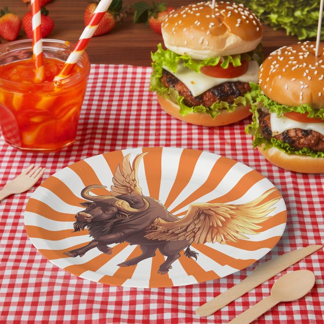 Buffalo Wings With Orange Starburst Paper Plate (Creator Uploaded)