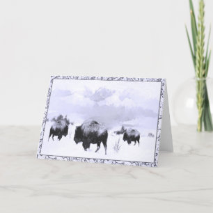 Buffalo Winter Scene Greeting Card
