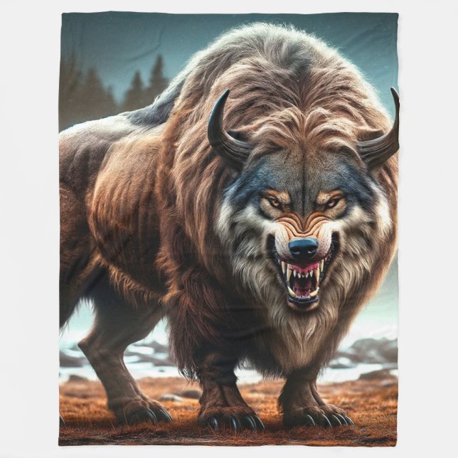Buffalo Wolf Fleece Blanket (Front)