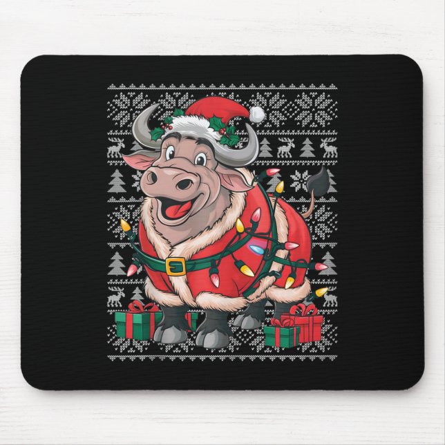Buffalo Xmas Sweater Style Ugly Santa Buffalo Chri Mouse Mat (Front)