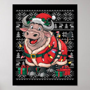 Buffalo Xmas Sweater Style Ugly Santa Buffalo Chri Poster